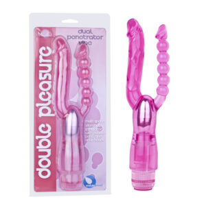 Double-Sided Vibrator Rose red Y-shaped vibrator for simultaneous dual stimulation