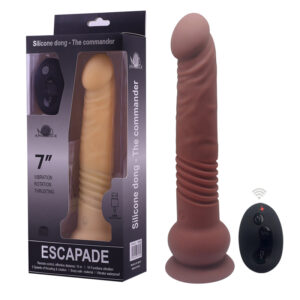 Thrusting Vibrator Brown remote control dildo with lifelike thrusting motion